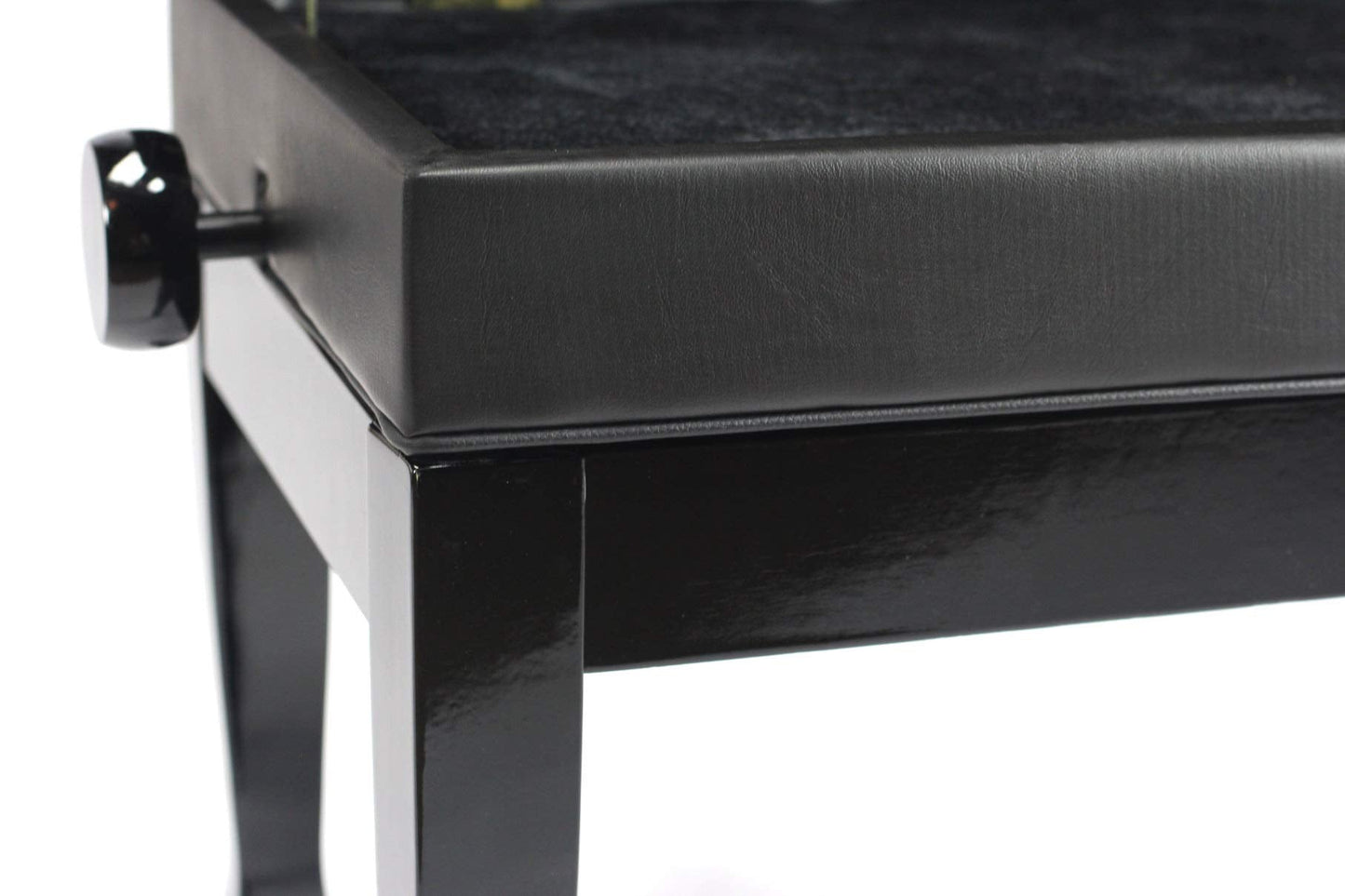 Griffin Piano Bench (Genuine Leather Plus Series) – Oversize Duet Keyboard Stool with Black Wood Frame, 2-Person Seat, Storage for Music Books & Vanity Use