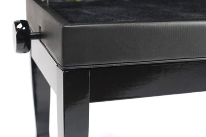 Griffin Piano Bench (Genuine Leather Plus Series) – Oversize Duet Keyboard Stool with Black Wood Frame, 2-Person Seat, Storage for Music Books & Vanity Use