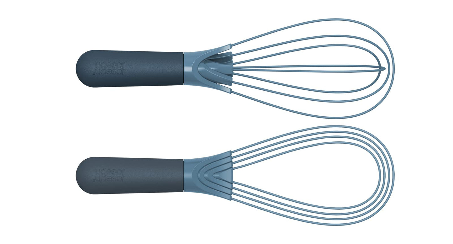 Joseph Joseph Twist Whisk 2-In-1 Collapsible Balloon and Flat Whisk Silicone Coated Steel Wire, Sky Blue (Pack of 2)