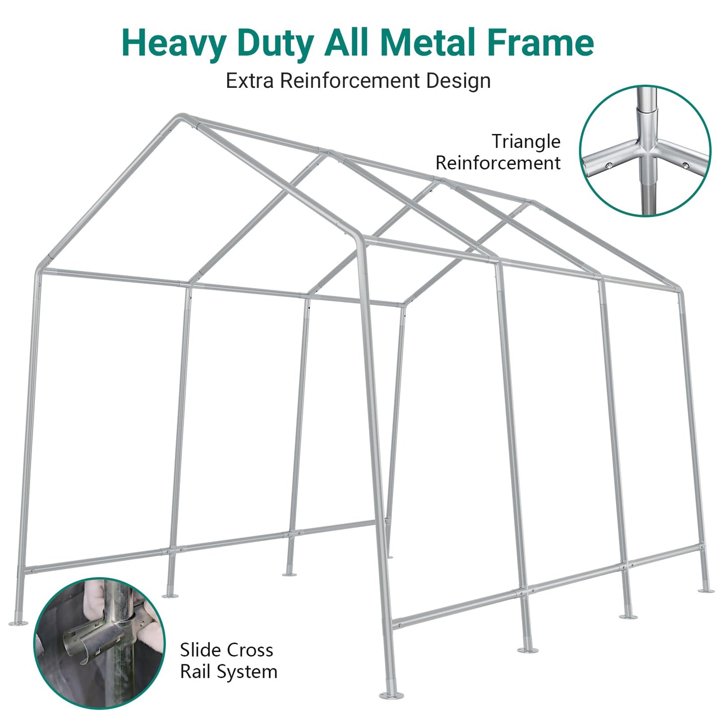 10×15 ft Outdoor Storage Sheds, Portable Storage Shelter Shed with Roll up Zipper Doors, Waterproof Outside Utility Shed Garage Tent for Motorcycle, Bicycles and Camping Tools