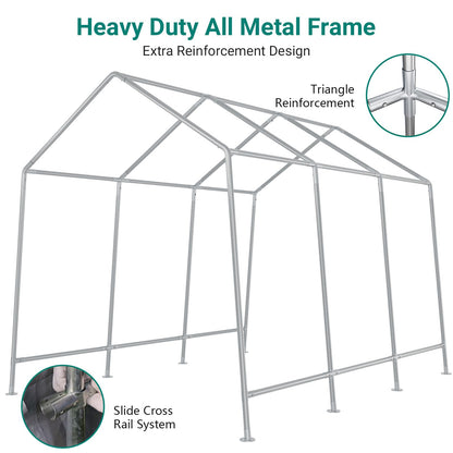 10×15 ft Outdoor Storage Sheds, Portable Storage Shelter Shed with Roll up Zipper Doors, Waterproof Outside Utility Shed Garage Tent for Motorcycle, Bicycles and Camping Tools
