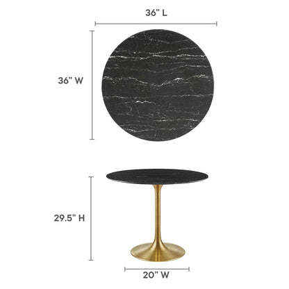 Modway Lippa Dining Table, 36", Gold Black