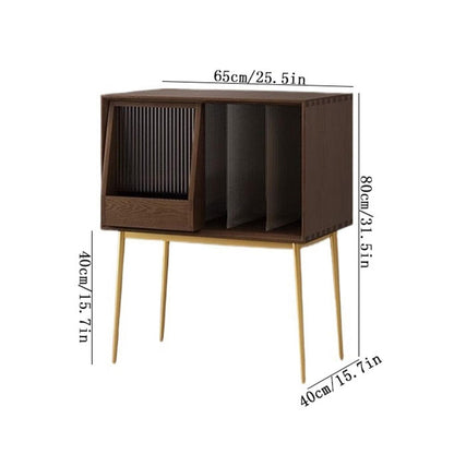 XJOYSL7921 DVD Storage Storage Rack Light Luxury Wooden Vinyl Record Cabinet with Sliding Doors, High Legged Books CD Storage Rack CD Rack Tower