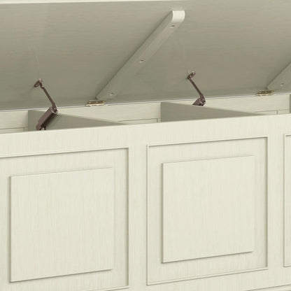 SIMPLIHOME Connaught Storage Bench - 51 inch Wide Solid Wood Trunk Bench in Antique White, Traditional Bench for Entryway with Lift-Up Lid and 3 Hidden Compartments