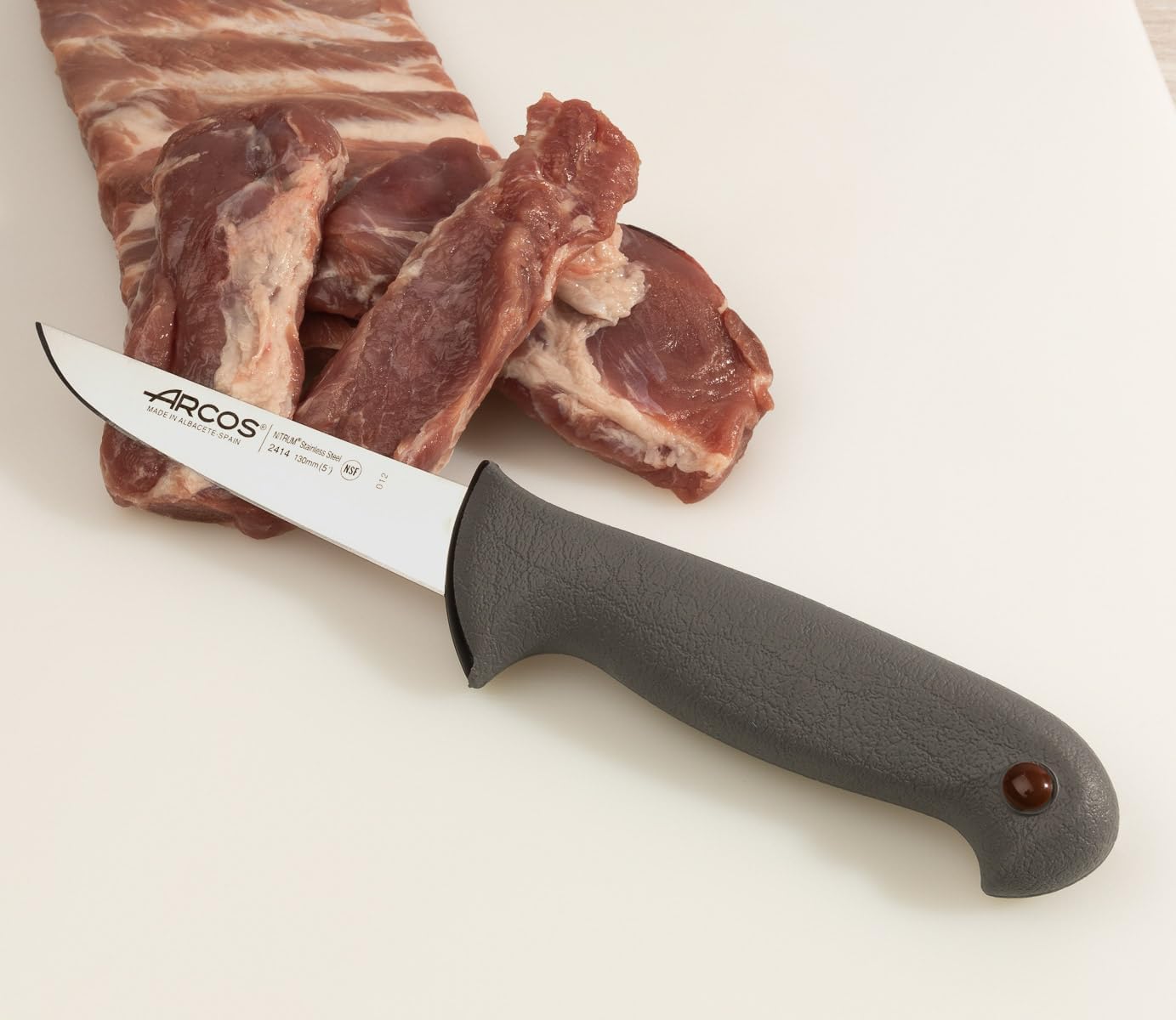ARCOS Butcher Knife, 5 Inch Nitrum Stainless Steel, 130 mm Blade - Professional Cooking Knife for Meat, Fish,