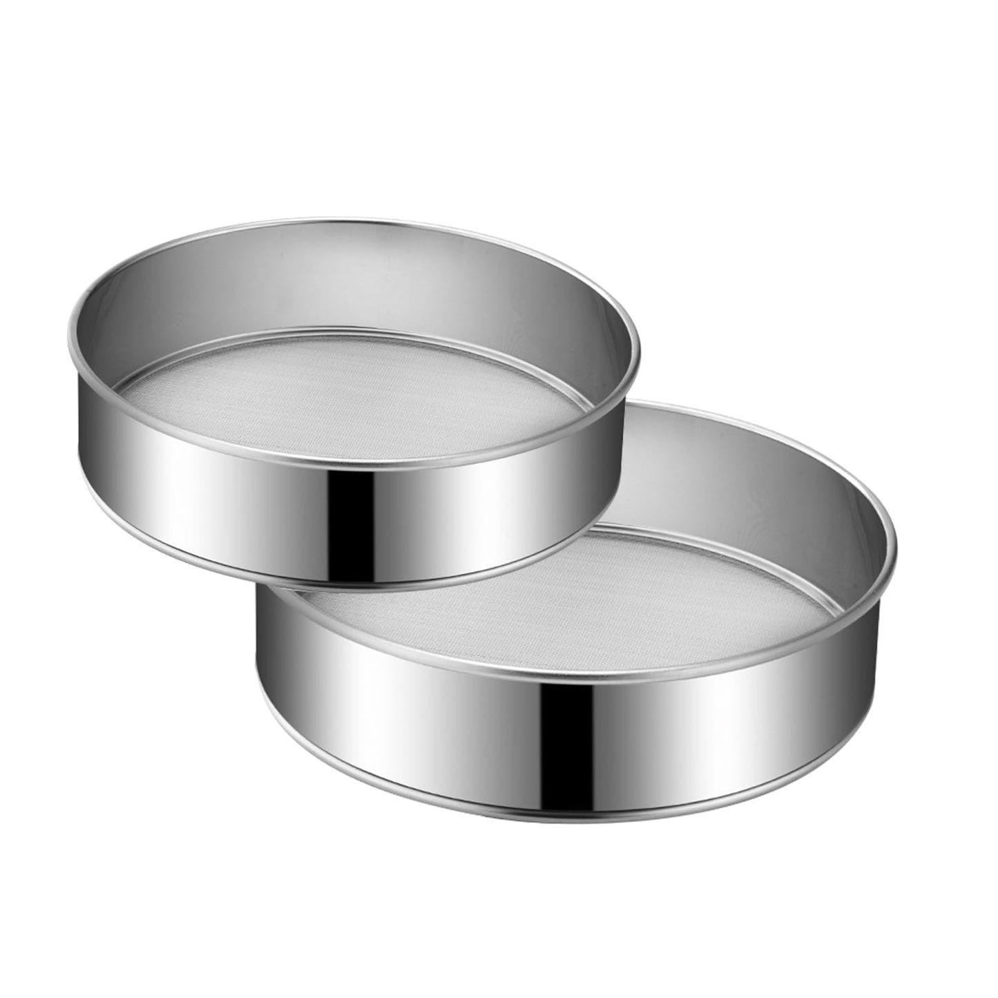 2 Pack Flour Sifter,Stainless Steel Fine Mesh Strainers Flour Sieve,8 Inch 60 Mesh and 10 Inch 40 Mesh for Baking Cake Bread (8"/60 mesh and 10"/40 mesh)