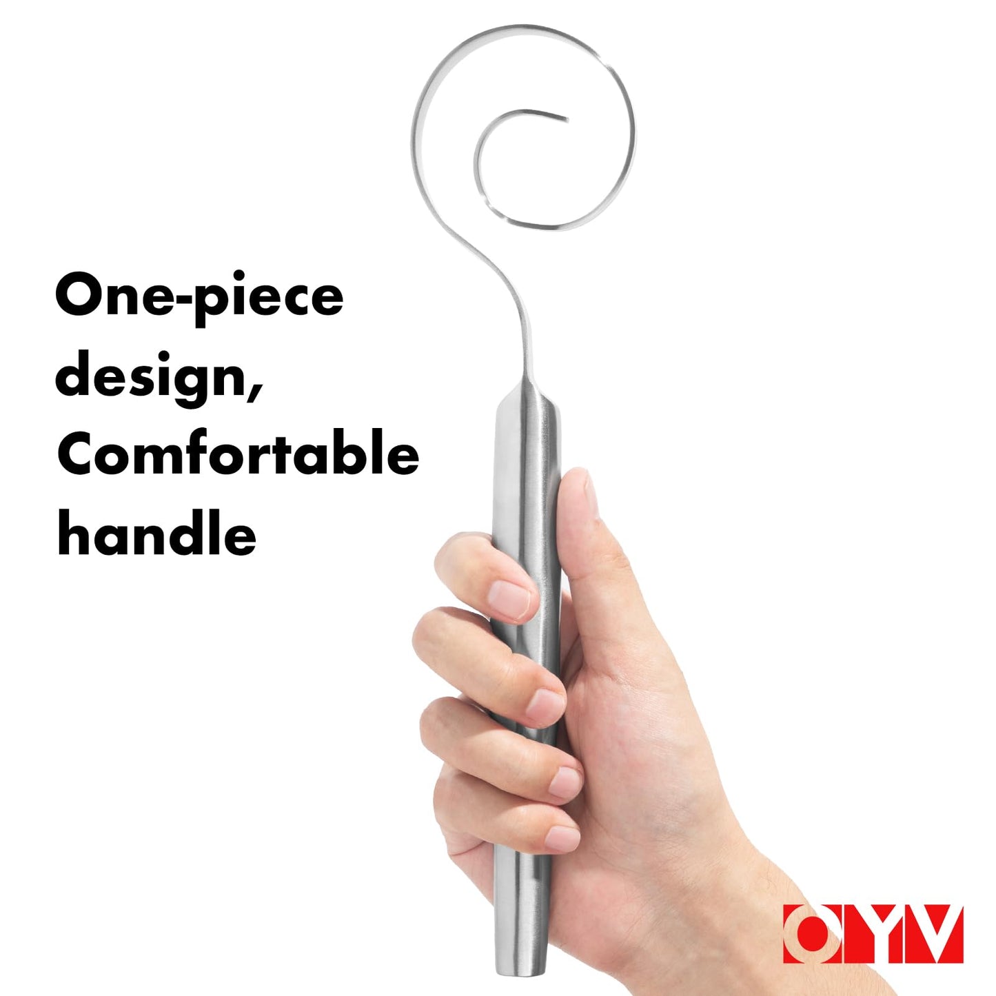 OYV 12-Inch Seamless Dough Whisk, 18/10 Stainless Steel Bread Whisk, Danish Whisk for Sourdough, Pizza, Cookies, Pancake & Waffle, Easy to Clean Sour Dough Tools