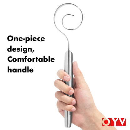 OYV 12-Inch Seamless Dough Whisk, 18/10 Stainless Steel Bread Whisk, Danish Whisk for Sourdough, Pizza, Cookies, Pancake & Waffle, Easy to Clean Sour Dough Tools