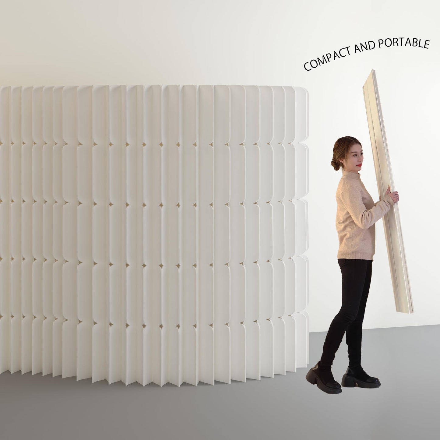 Multi-Functional Freestanding Kraft Paper Room Divider - Folding Privacy Screen for Home & Office Use, Stylish Partition for Living Room, Conference Spaces, and Work Areas