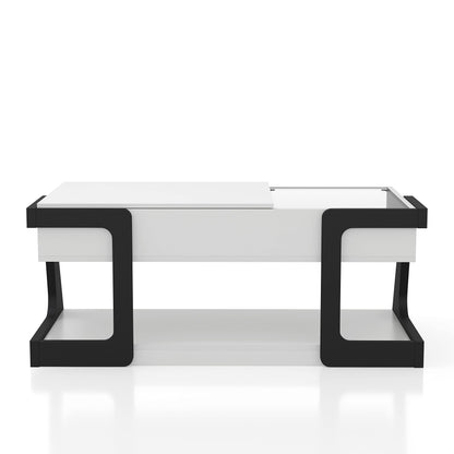 Furniture of America Golden Modern Rectangle Lift-Top Storage Wood 50 in. Coffee Table with 1 Shelf for Living Room, Bedroom, Reception Room, White