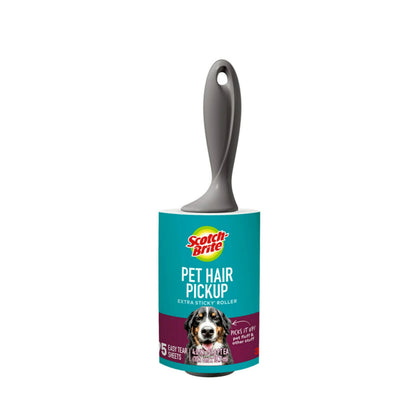 Scotch-Brite Pet Hair Pickup Extra Sticky Lint Roller, Designed for Removing Fur + Fluff on Couches, Clothes, Dog and Cat Beds, & More, 1 Pack, 95 Easy-Tear Adhesive Sheets Total