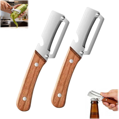 Zero Snag Wooden Peeler, Multifunctional Vegetable Peeler, Stainless Steel Blade Peeler with Wooden Handle, Non-Slip Fruit Peeler for Kitchen (2PCS)