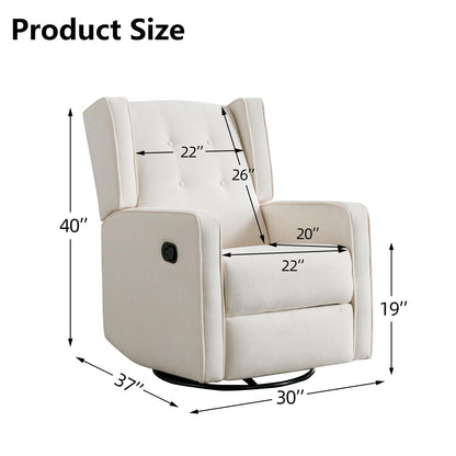 CANMOV Swivel Rocker Recliner Chair Set of 2, Nursery Glider Chair, Nursery Rocking Chairs, Manual Reclining Chair, White