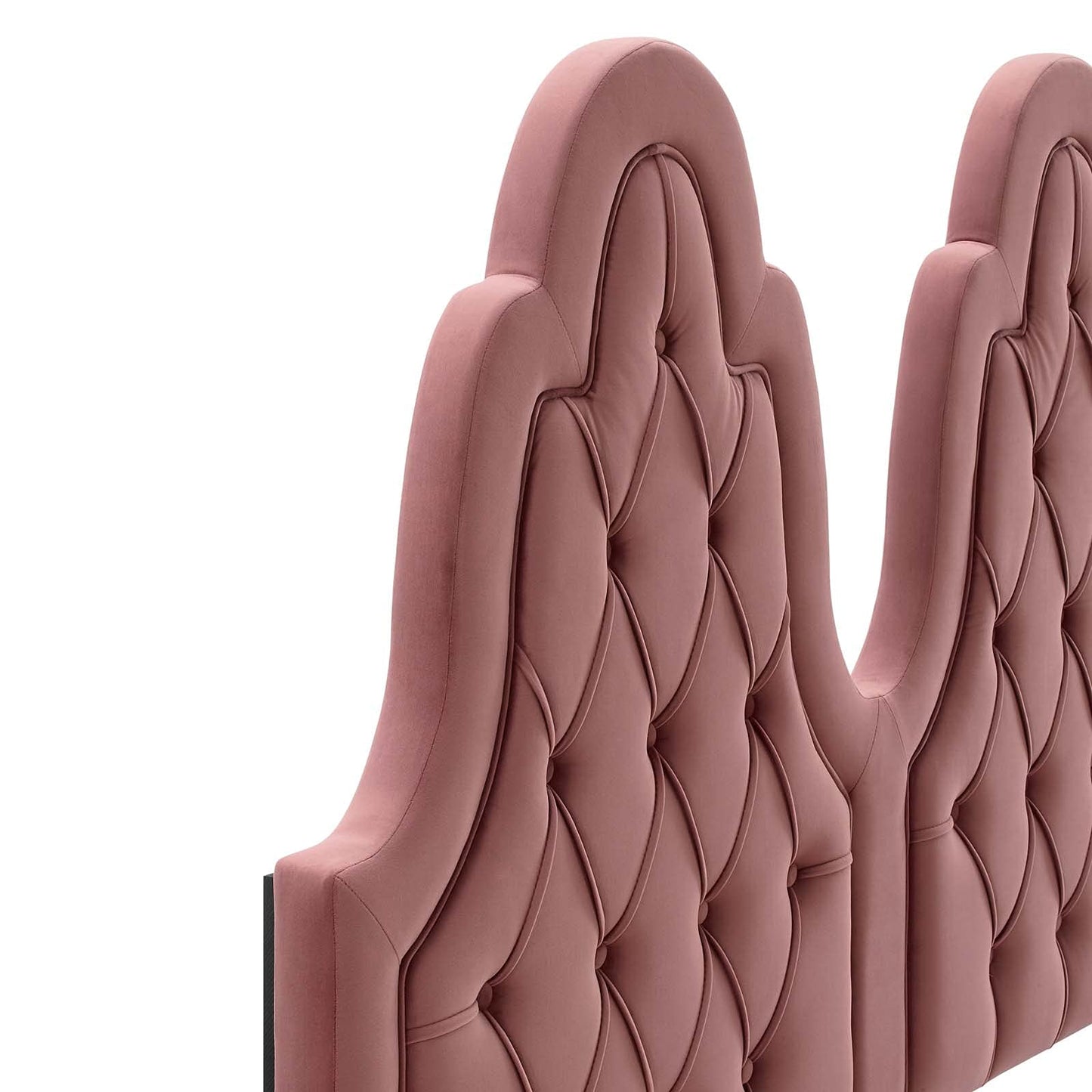 Modway Alexandria Tufted Performance Velvet Twin Platform Bed in Dusty Rose with Gold Legs