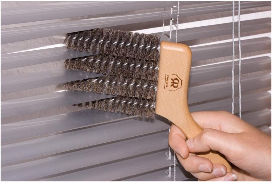 Redecker Dark Goat Hair Venetian Blind Brush with Oiled Beechwood Handle, 4-3/4-Inches
