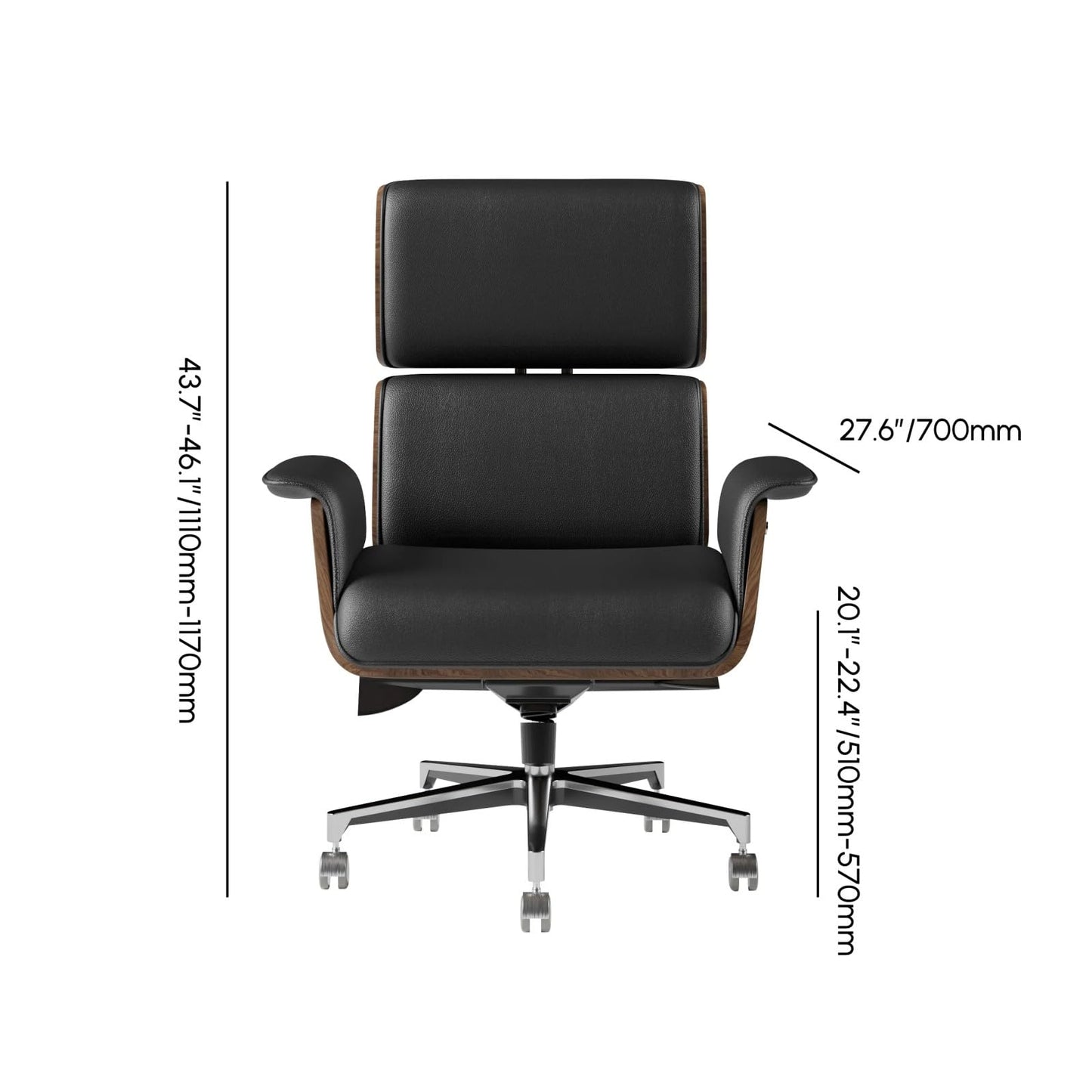 LOVEDIMA Ergonomic Office Chair, Adjustable Height Desk Chair with 360° Swivel Wheels, Faux Leather Computer Chair, Rolling Home Office Chair for Work, Study, or Gaming,Black