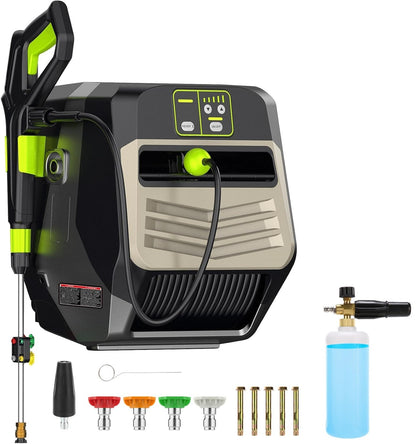 5500 Wall Mounted Pressure Cleaner with 66FT Retractable Hose for Car/Driveway(Black)