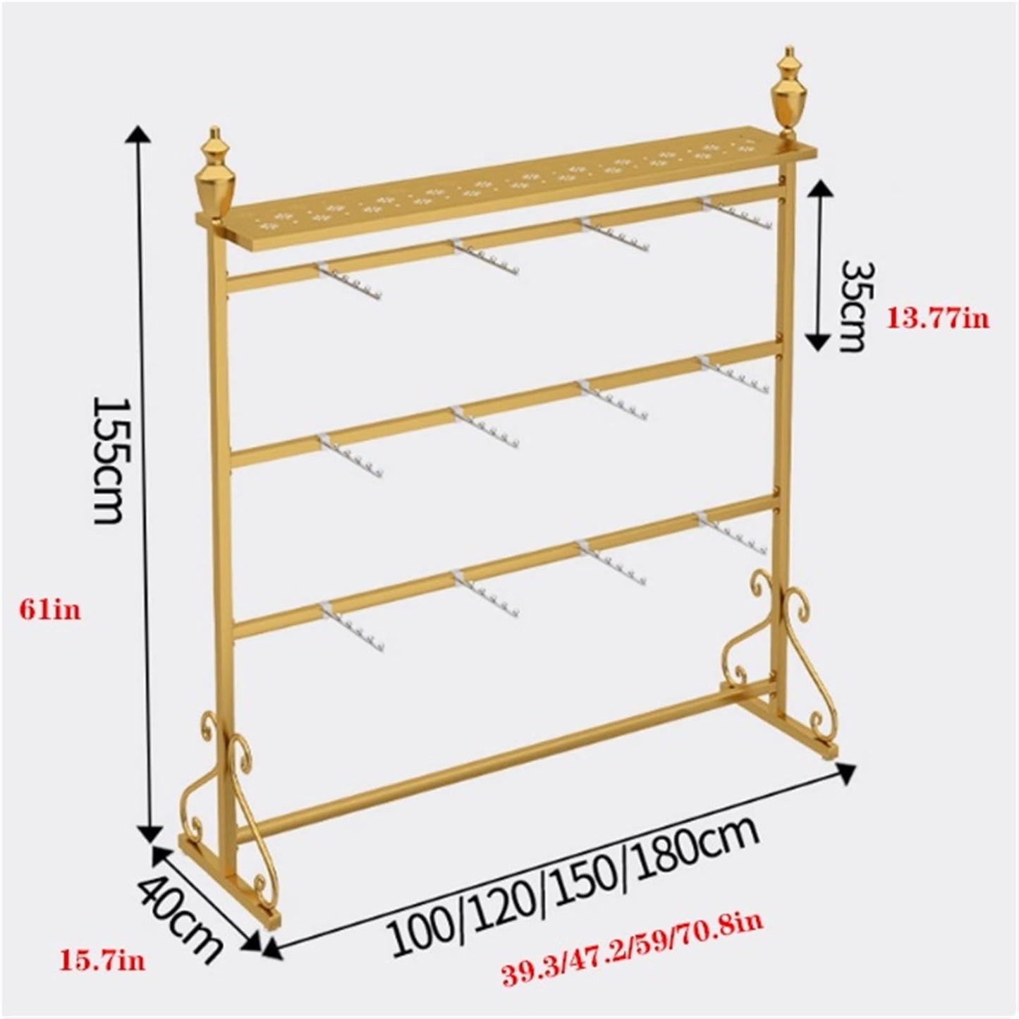 Clothing Store Boutiques Retail Lingerie Garment Rack, Metals, Underwear Display Stand, Commercial Shelves Clothes Rod, for Lingerie Socks Bra Panties Scarves(White,100 * 40 * 155cm)