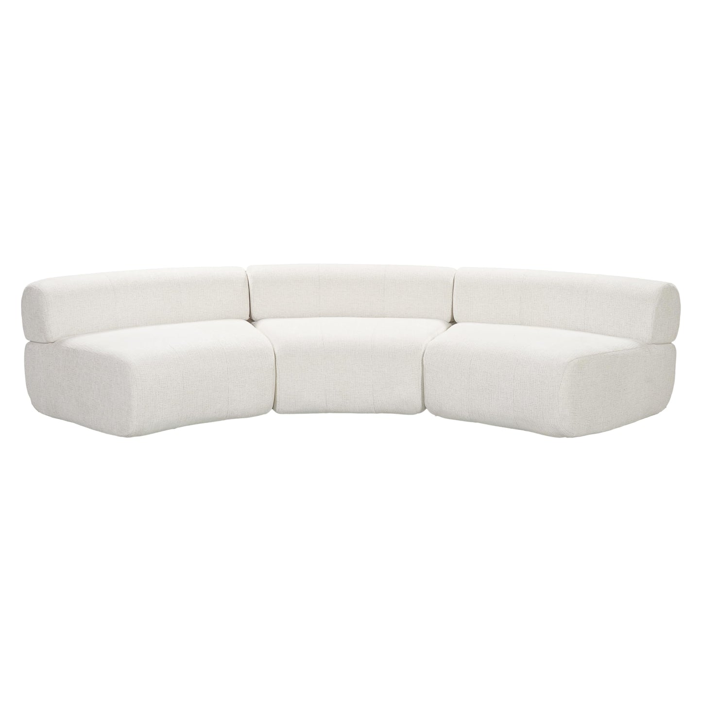 Christopher Knight Home Amino 118.5" Modular Sectional Sofa Chair, Modern Curved 3-Seater Large Sofa Couches, Comfy Upholstered Sectional Cloud Couch for Living Room, No Assembly Required, Beige