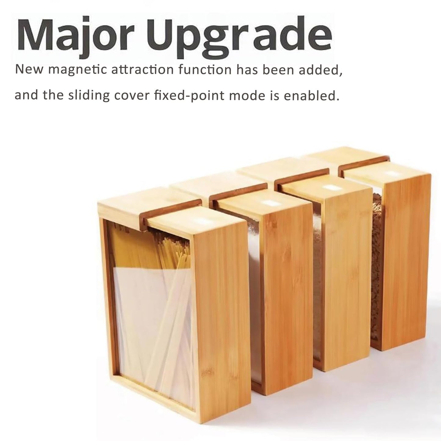 MAGIC BAMBOO Dry Food Dispenser 2L, Bamboo Food Dispenser – Airtight Kitchen Storage Container for Cereal, Rice, Flour, and Snacks – Pantry Organizer for Easy Dispensing and Freshness