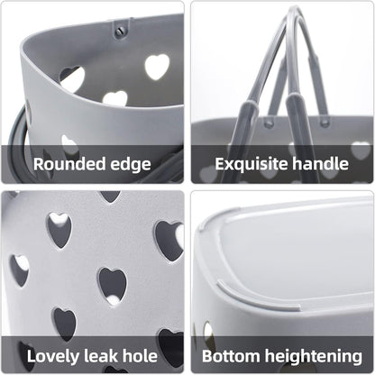Portable Shower Caddy, Plastic Organizer Bin with Handle for Bathroom, Kitchen, College Dorm, Desktop Storage - Grey