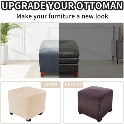 S/Length&Width:13-18"/Height:15-18",Camel) Ottoman Covers Slipcover Square Ottoman Covers Protector for Footrest Foot