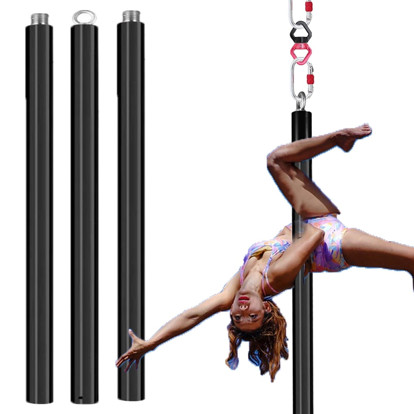 Minglez 6.6 ft / 9.8 ft Flying Pole for Aerial Dance, Portable Stripper Dancing Pole for Exercise, Professional Suspension Fitness Tube for Pub/Apartment(Black,3.0m/9.8ft)