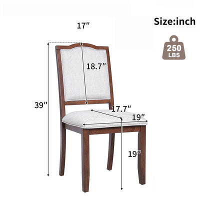 Ball & Cast Farmhouse Dining-Chairs Set of 4, High Back Wood Frame Dining Room Chair with Padded Seat, Modern Upholstered Kitchen Island Seating, 4 Pack Mid-Century Chairs, Cherry&Beige