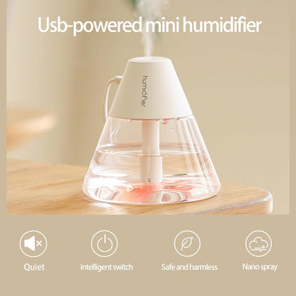 INVODA Mini Humidifiers, 260ml USB Personal Cool Mist Humidifier with Night Light, White