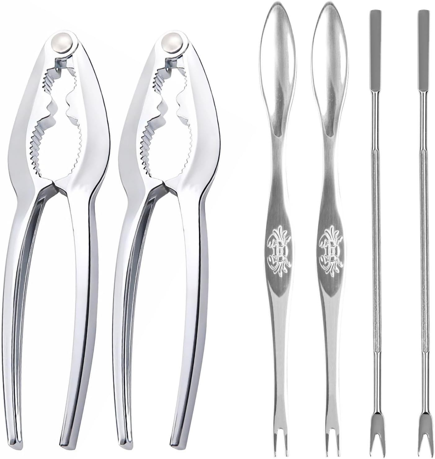 Set, 2 4 Seafood Tool Lobster Crackers & Forks, Stainless Steel for Crab Legs Lobster Nuts