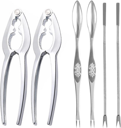 Set, 2 4 Seafood Tool Lobster Crackers & Forks, Stainless Steel for Crab Legs Lobster Nuts