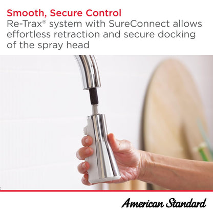 American Standard 1048274240 Aspirations Pull-Down Bar Sink Faucet, 1.8 GPM, Matte Black/Brushed Gold