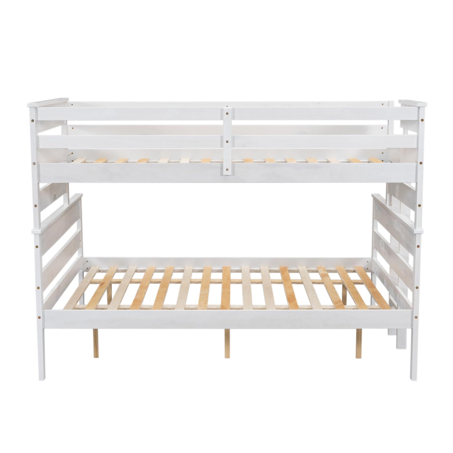 Ball & Cast Bunk Bed Twin XL Over Queen Size,Solid Wood Bed Frame with Guardrails,Ladder,Detachable Bunk Bed for Adults,Teens & Kids,No Box Spring Needed,Space-Saving Design,White