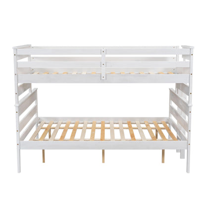 Ball & Cast Bunk Bed Twin XL Over Queen Size,Solid Wood Bed Frame with Guardrails,Ladder,Detachable Bunk Bed for Adults,Teens & Kids,No Box Spring Needed,Space-Saving Design,White