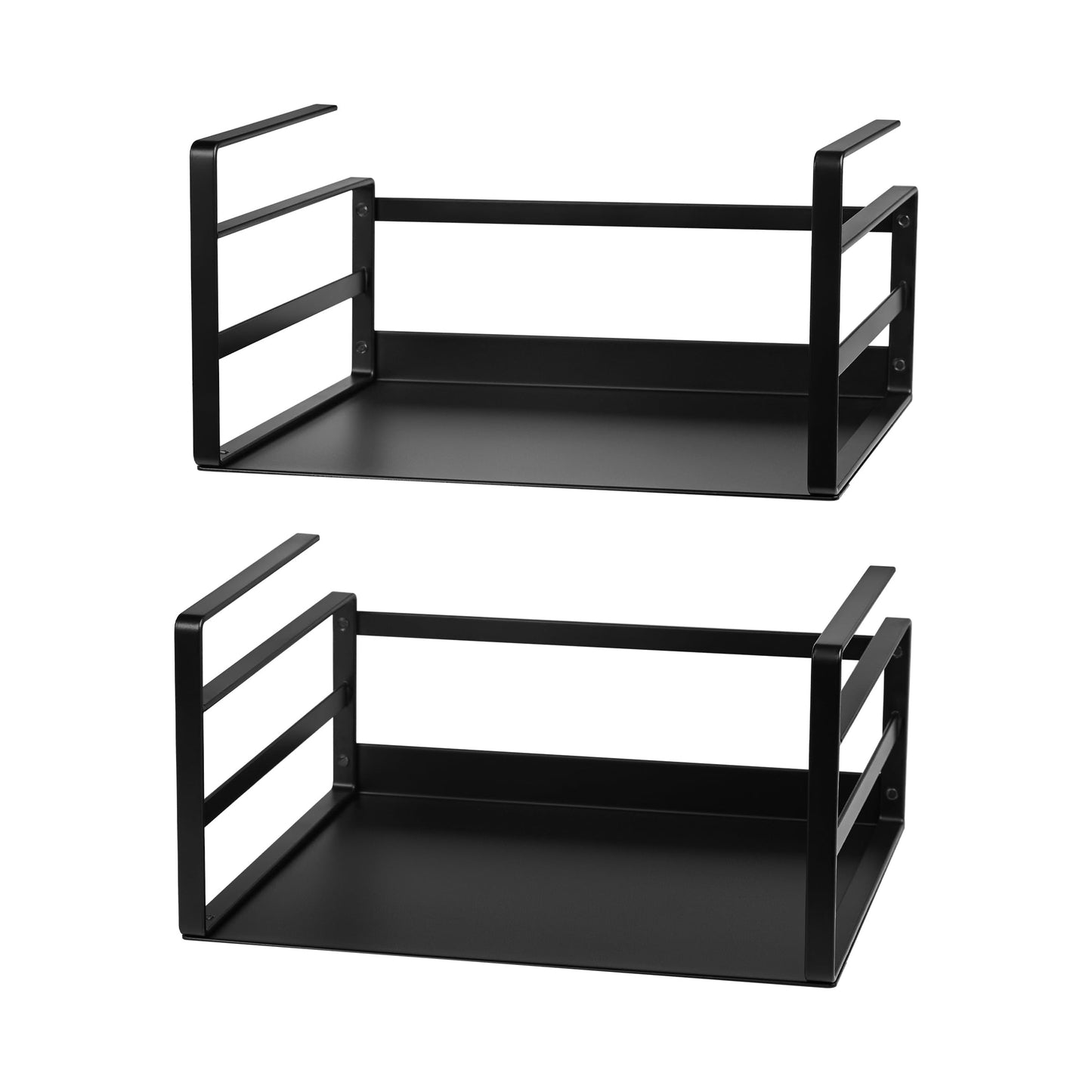 Nxconsu 2Pack Under Shelf Storage Basket Organizer Hanging Holder for Cabinet Pantry Kitchen Cupboard Desk Counter Bookshelf Organization Add-on Space Saver Heavy Duty Slide-in Black Small