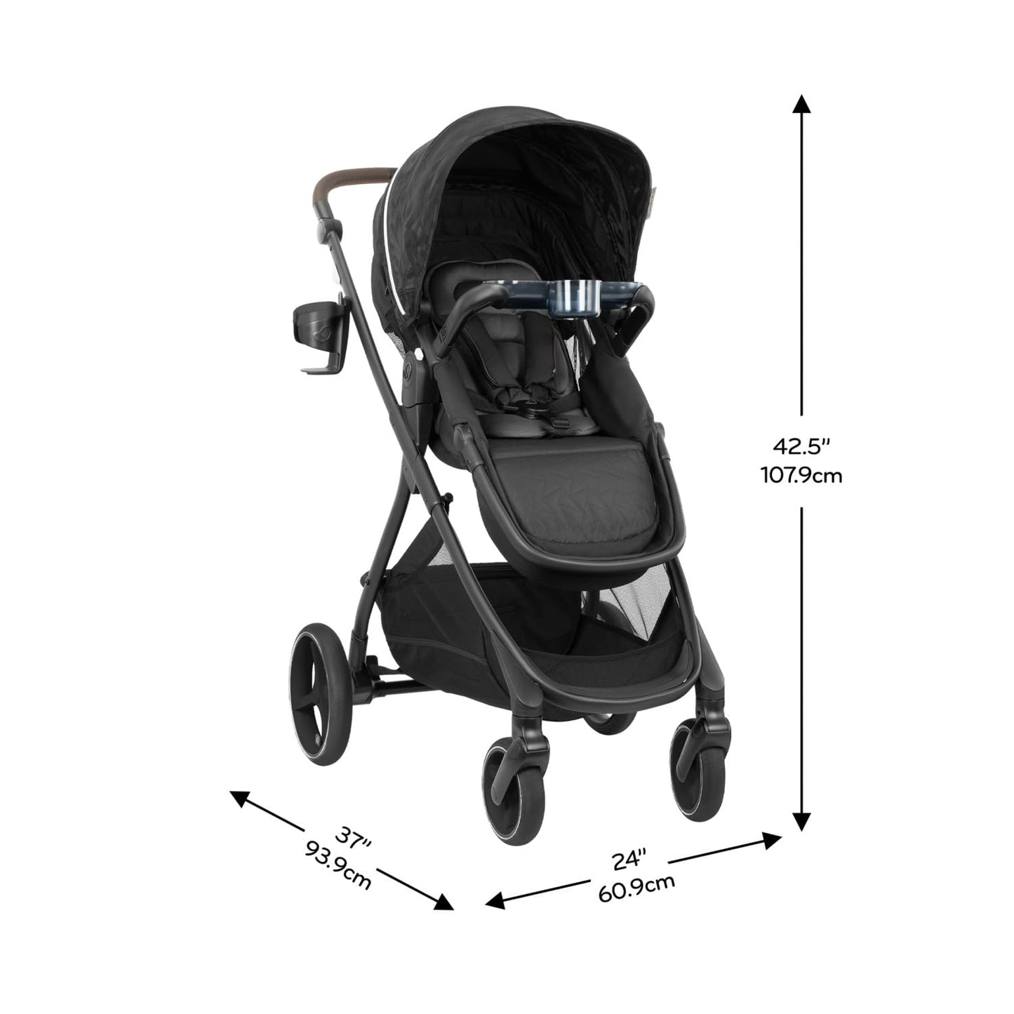 Evenflo Shyft Intuiti+ Travel System Featuring Revolve180 LiteMax™ NXT Rotating Rear-Facing Lightweight Preemie and Infant Car Seat with SensorySoothe 3-30 lbs. (Dubhan Black)