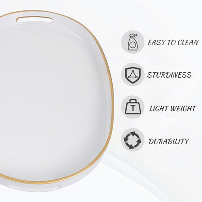 15.6" 10.6" 1.4" MAONAME White Decorative Tray, Oval Serving Tray with Handles, Plastic Trays for Coffee Table, Ottoman