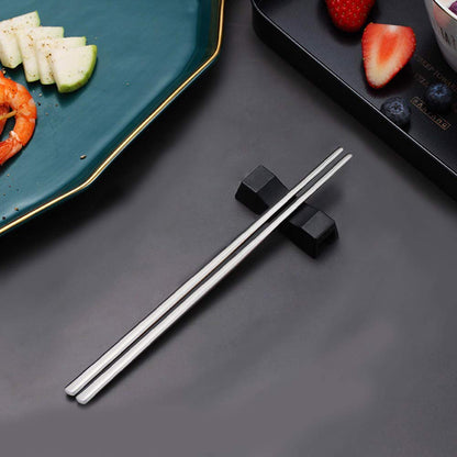 Metal Chopsticks,10 Pairs Stainless Steel Flat Chopsticks, IQCWOOD Premium Reusable Metal Chopstick, 8.66 Inch Dishwasher Lightweight Korean Chopsticks Set Reusable Classic Style for Dinner