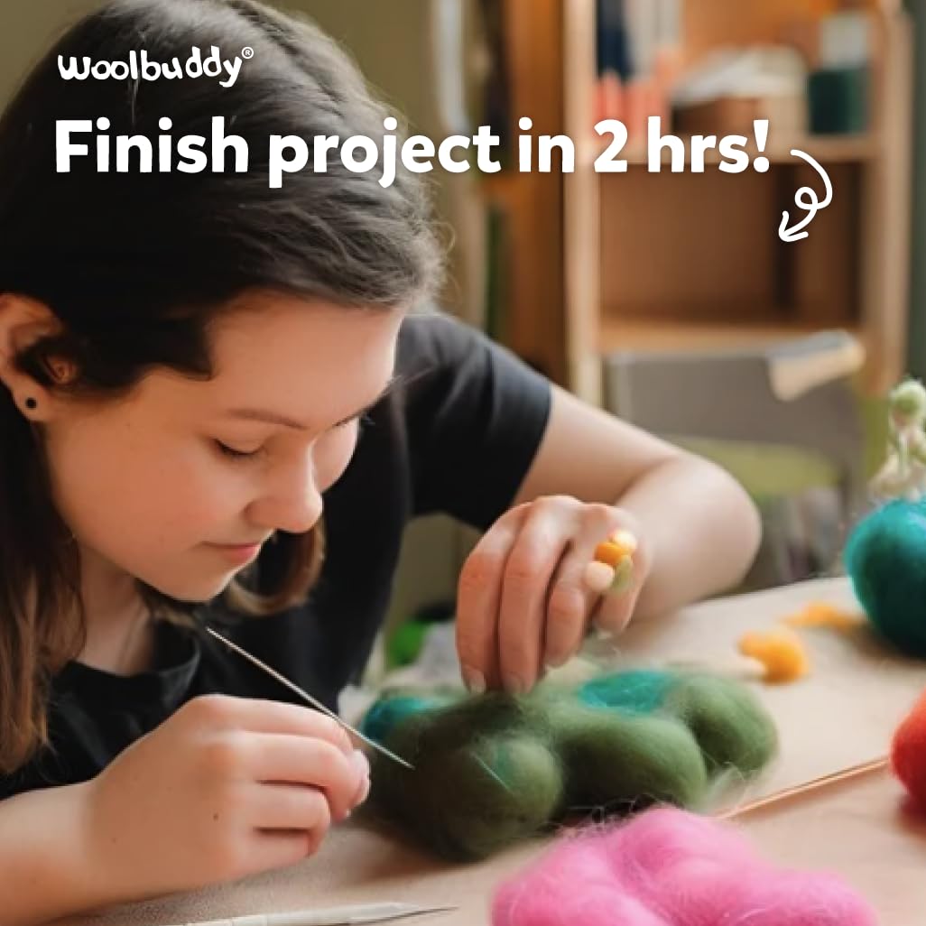 Woolbuddy Needle Felting Kit for Beginners & Adults – Panda DIY Felt Animal Starter Kit with Natural Wool Roving, Felting Needles & Step-by-Step Instructions