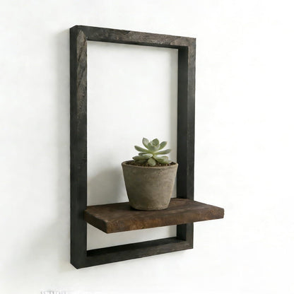 Vineland Rustic Wooden Wall Shelves for Indoor Plants, Hanging Wall Planters Shelf, Floating Shelves for Wall Decor, Farmhouse Plant Holder for Bathroom, Bedroom, Living Room, Brown & Black
