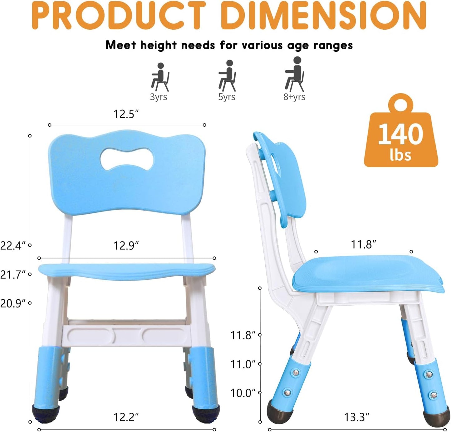 JIAOQIU 3 2-6. 220LBS Set Kid Chairs Indoor Level Adjustable Suitable for Children Age Toddler Chairs Maximum