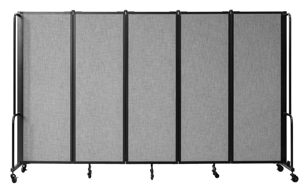 OEF Furnishings OEFRDB6-5PT02 PARTITION Series Commercial-Grade 6 ft Mobile Folding Room Divider, 5 Panels (Gray, 5-Panel)