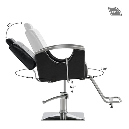 BarberPub Barber Chair for Barbershop,Reclining Salon Chair for Hair Stylist 9180 (Black)