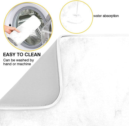 White Marble Dish Drying Mat for Kitchen, Easy Clean Dishwasher Safe Heat Resistant Eco-Friendly Countertop Mat, 16 x