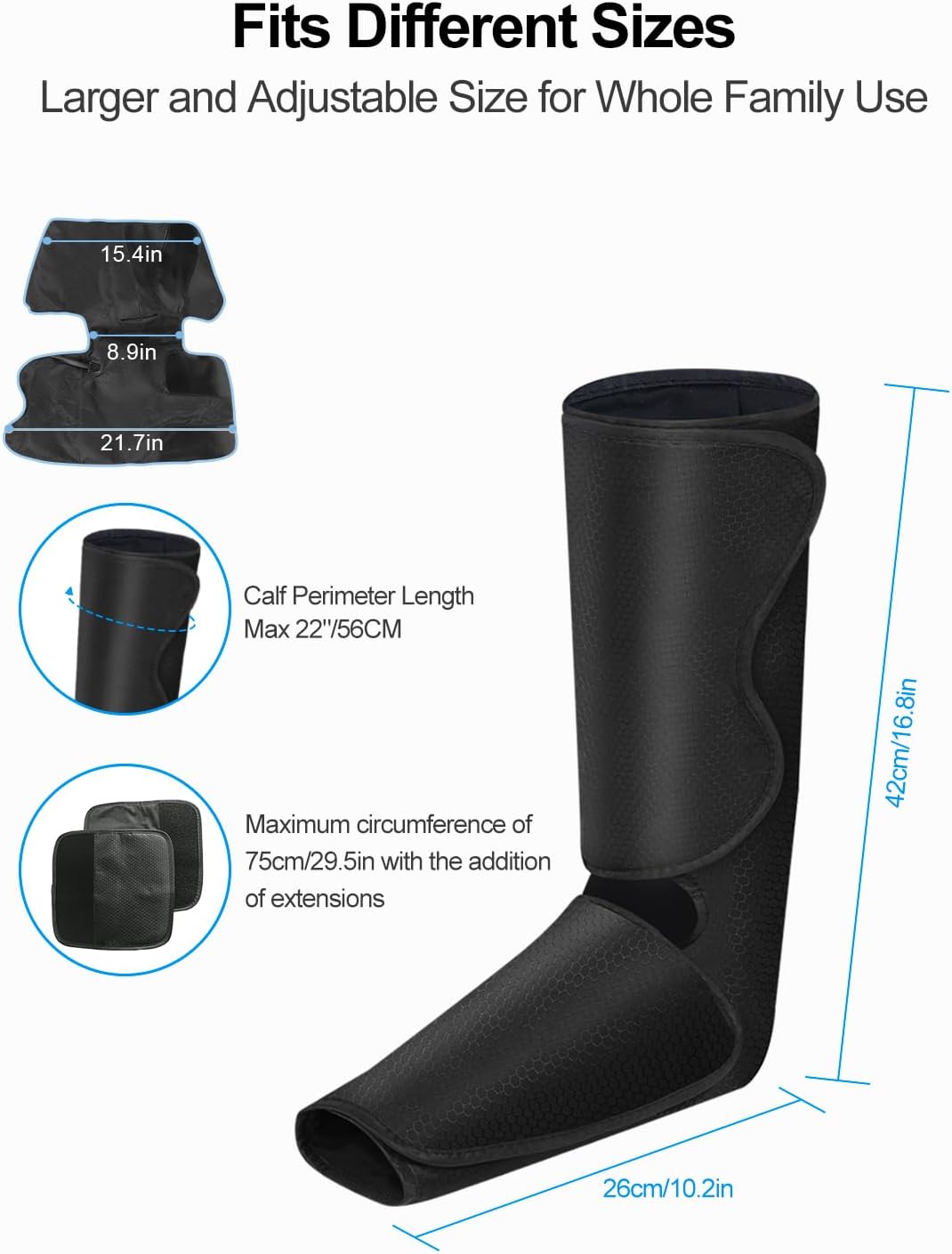 Air Compression Leg Massager with Heat, Leg Massager Simulates Kneading and Stroking of Tissues by Using an Inflatable Garment, Gifts for Women Men (Black)