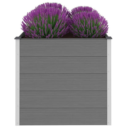 Tmriohed Grey WPC Garden Raised Bed 39.4 x 39.4 x 35.8 in Square Outdoor Planter Box, Wood-Plastic Composite & Aluminum Frame, Large Planter for Patio Balcony Deck Yard