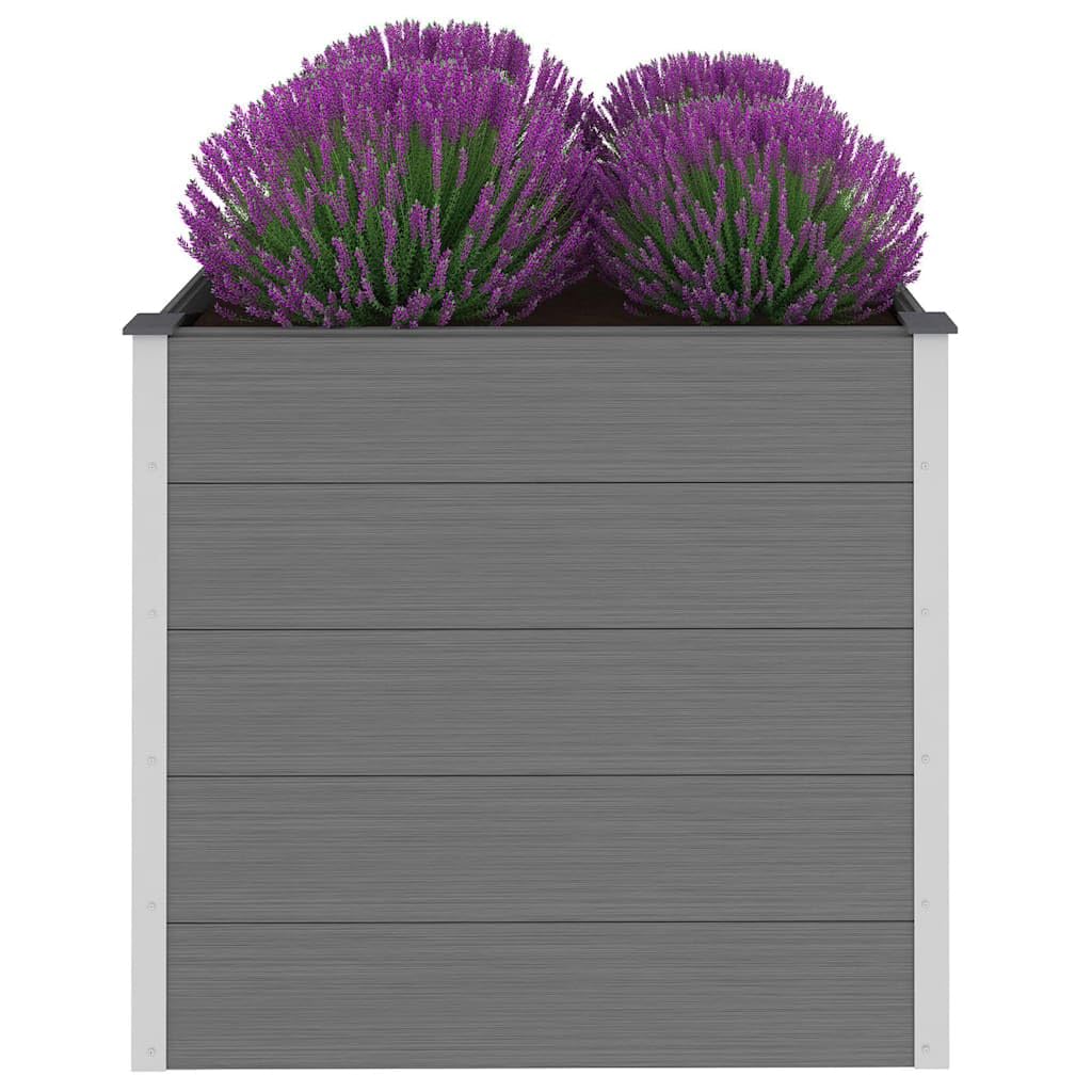 Foknhdi 39.4 x 39.4 x 35.8 in Grey Raised Garden Bed Outdoor, Large Square WPC Planter Box with Aluminum Frame for Patio, Balcony, Yard Herb & Vegetable Growing