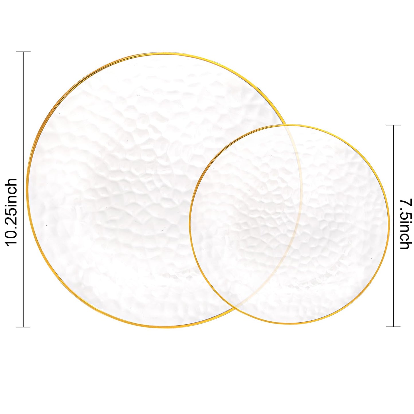 Rubtlamp 60Pcs Clear Plastic Plates,Clear Disposable Plates With Gold Rim,Heavy-duty Gold Plates,Hammered Party Plates Include 30Clear Dessert-Platos,30Dinner-Platos for Wedding, Party