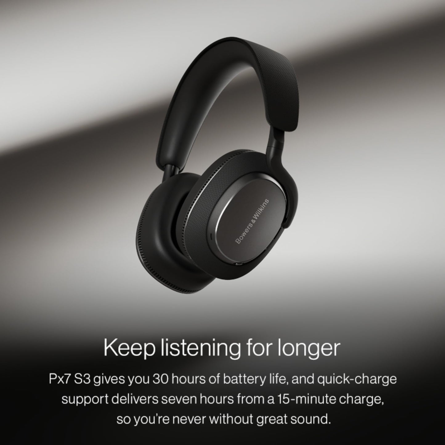 Bowers & Wilkins Px7 S3 Wireless Headphones Over Ear Noise Cancelling, Active Noise Cancelling & Transparency Mode, Hi-Res Sound, Bluetooth, 30-Hr Playtime, Quick Charge, Canvas White