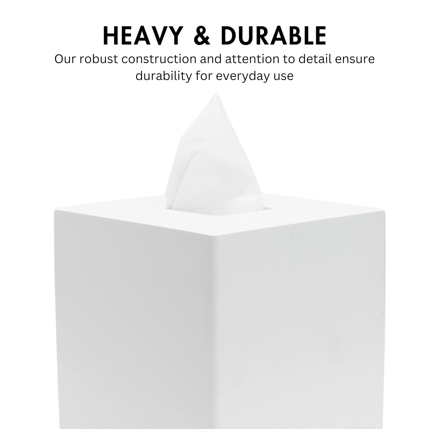 Yew Design Matte White Square Tissue Box Cover, Decorative Tissue Box Dispenser for Bathroom, Parlors, Office, Bedroom Dresser, Vanity Countertop, Nightstand, Car, and Desk